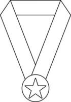 Star decorated medal with ribbon. vector