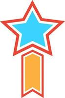 Badge with ribbon in flat style illustration. vector