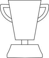 Black line art trophy cup award on white background. vector