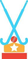 Blue cross hockey sticks with red ball. vector