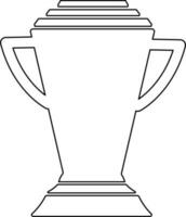 Black line art trophy cup award. vector