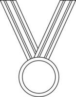 Black line art illustration of a blank hanging medal. vector