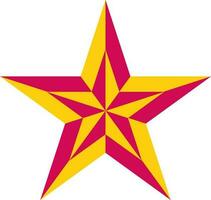 Flat style star badge award in pink and yellow color. vector