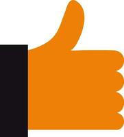 Thumb up sign in black and orange color. vector