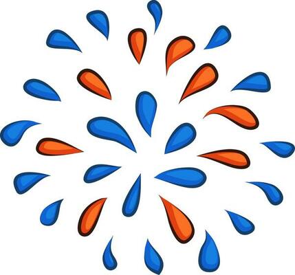 Red and blue firework explosion design.