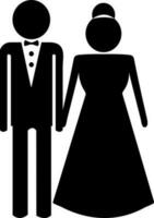Silhouette of Wedding Couple. vector