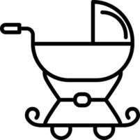 Baby carriage icon in line art. vector