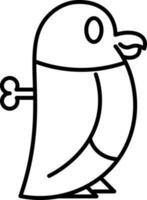 Penguin toy icon in line art. vector