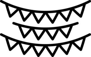 Line art bunting flags icon in flat design. vector