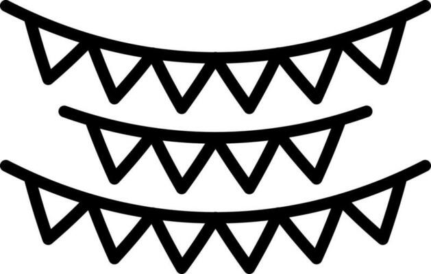 Line art bunting flags icon in flat design.
