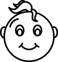 Baby cartoon character icon in line art. vector