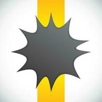 Creative abstract white background decorated with explosive grey star sticker with yellow stripe. vector