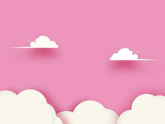 White paper cut clouds on pink background.