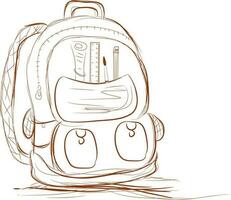 Flat illustration of a hand drawn school bag. vector