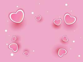 Pink paper cut heart shape abstract pattern decorated background. vector