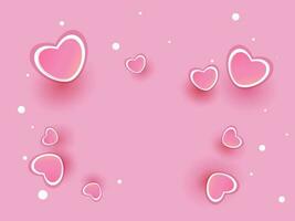 Pink paper cut heart shape abstract pattern decorated background. vector