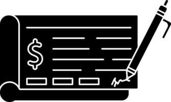 Illustration of cheque glyph icon. vector