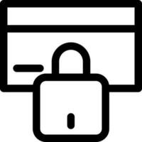 Credit card lock icon in line art. vector