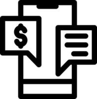 Financial message icon from smartphone in line art. vector