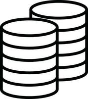 Database icon in thin line art. vector