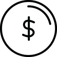 Black line art illustration of Dollar Coin icon. vector