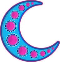 Sky blue and pink crescent moon design. vector