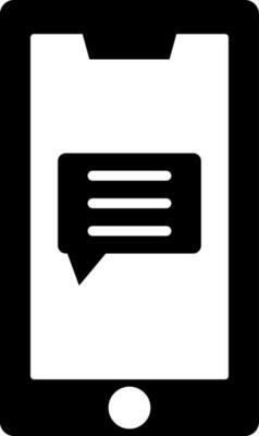Online chatting from smart phone glyph icon.