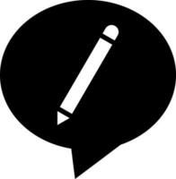 Write comment or speech bubble glyph icon. vector