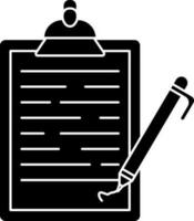 Illustration of clipboard with pen glyph icon. vector