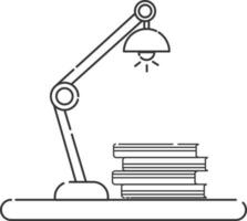 illustration of table lamp and book icon in flat style. vector