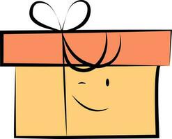 Character of  gift box in smiling face. vector