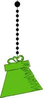 Hanging green gift box in flat style. vector
