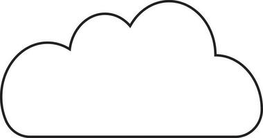 Black line art cloud on white background. vector