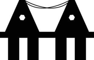 Flat icon of brige in black color. vector