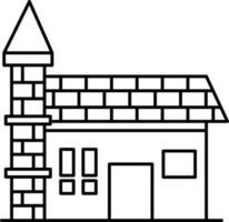 Black line art home in flat style. vector