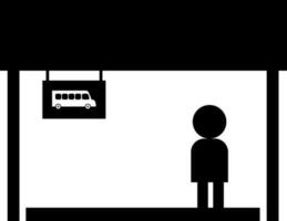 Illustration of human man waiting for bus icon. vector