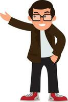 Cartoon character of a businessman in stylish pose. vector