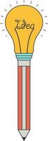 Flat icon of pencil and light bulb for a new business idea. vector