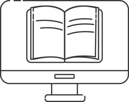 Illustration of e-learning from computer flat icon. vector