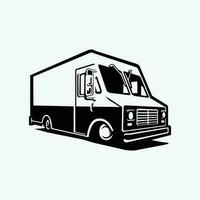 Classic delivery van or food truck silhouette vector isolated in white background