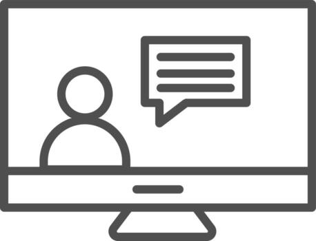 illustration of a man talking from computer icon in flat style. vector