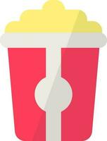 Popcorn bucket icon in red and yellow color. vector