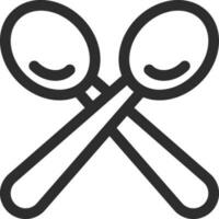 Pair of spoon icon in line art. vector