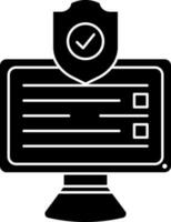 Computer data protection glyph icon or symbol. vector