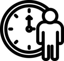 Man with clock icon in line art. vector