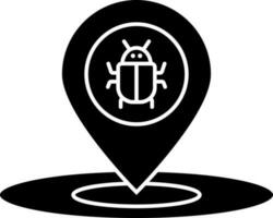 Bug and destination pin icon or symbol. vector