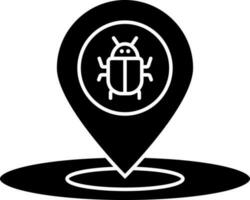 Bug and destination pin icon or symbol. vector