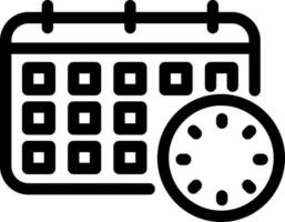 Timer of calendar icon in black line art. vector