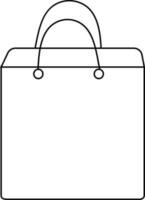 Shopping bag in black line art. vector