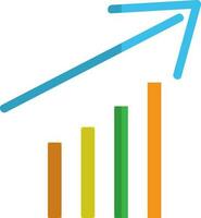 Colorful growing graph in flat style. vector